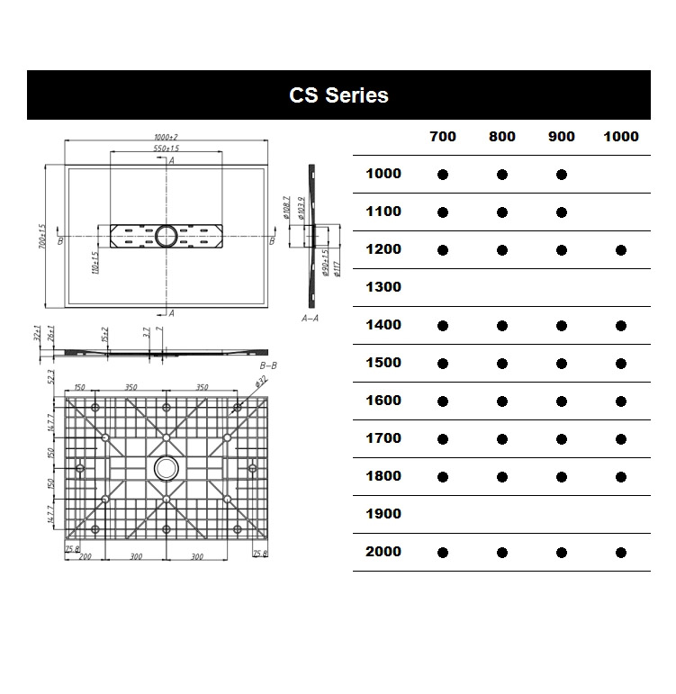 CS Series Size List