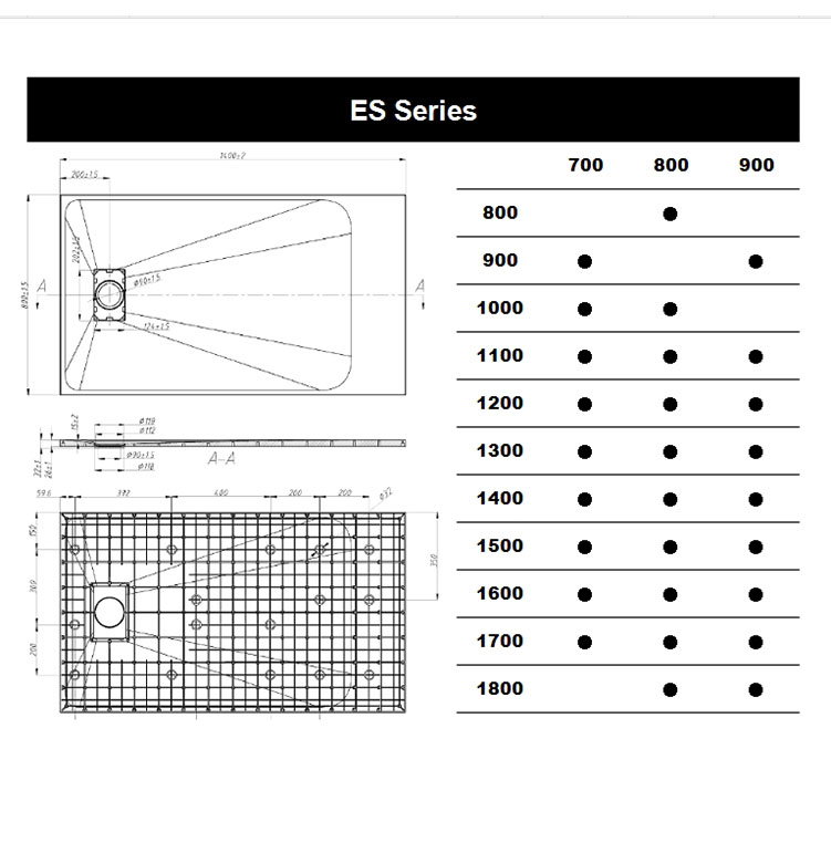 ES Series Size List